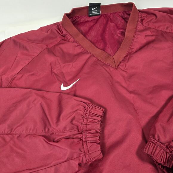 VTG Y2K Nike Team Embroidered Swoosh Windbreaker Pullover V-Neck Maroon Sz XXL - Picture 1 of 10